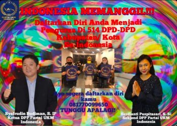 1 Juni 2021 Partai UKM Indonesia Buka Pendaftaran Calon Pengurus Kabupaten/Kota se-Indonesia