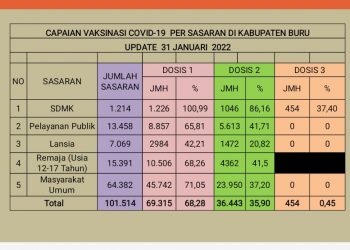 Vaksinasi di Buru Capai Target