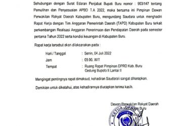 Tanggapi Edaran Penjabat Bupati Stop Proyek di Buru, DPRD Undang TAPD