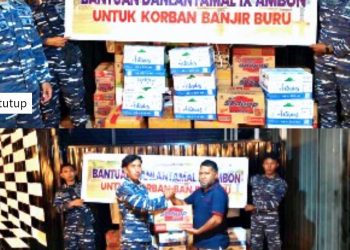 Danlantamal lX Ambon Bantu Korban Banjir di Pulau Buru