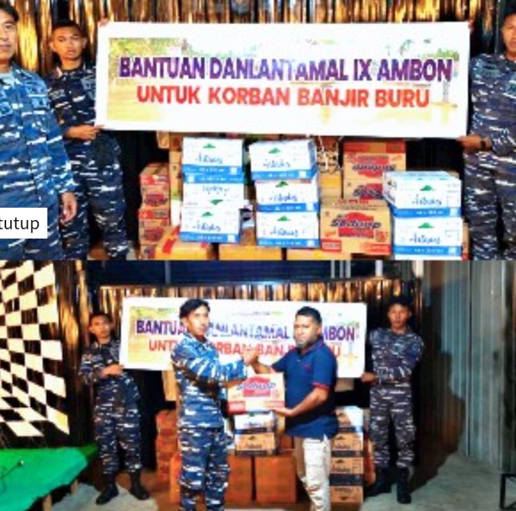 Danlantamal lX Ambon Bantu Korban Banjir di Pulau Buru