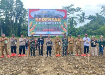 Dukung Program Asta Cita Presiden dan Wakil Presiden RI, Polres Bursel Melaksanakan Penanaman Jagung Serentak