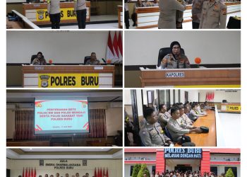 Kapolres Gelar Penyerahan Bets Polisi RW dan Polisi Mengaji serta Polisi Sahabat Tani Polres Buru