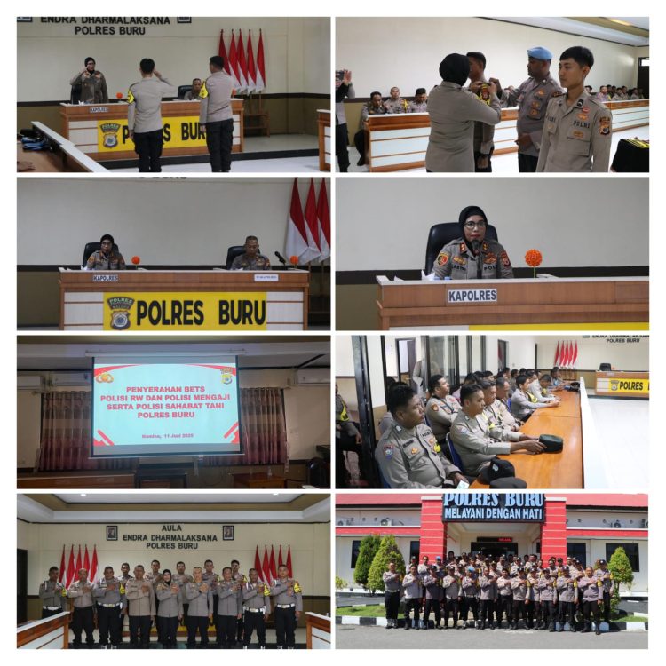 Kapolres Gelar Penyerahan Bets Polisi RW dan Polisi Mengaji serta Polisi Sahabat Tani Polres Buru