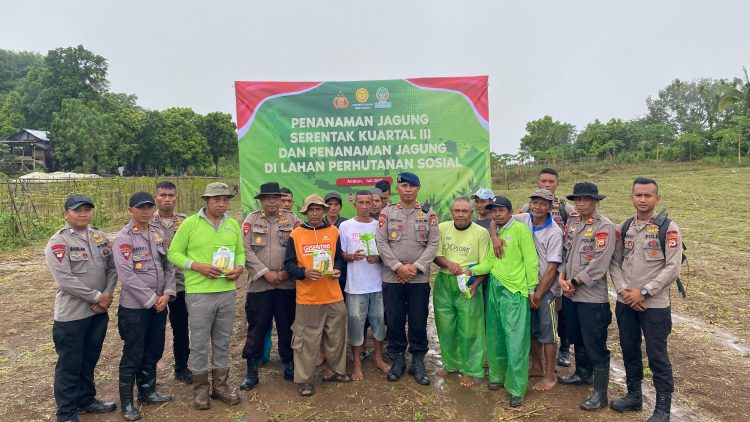 Dukung Program  Ketahanan Pangan Satuan Brimob Polda Maluku Tanam Jagung