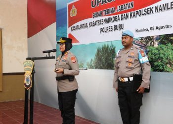 Kapolres Buru Pimpin Sertijab Tiga Pejabat Utama di Polres Buru