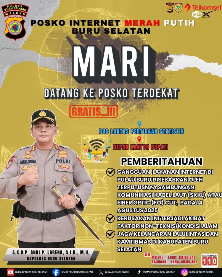 Posko Internet Merah Putih Hadir di Buru Selatan, Warga Bisa Nikmati Akses Gratis