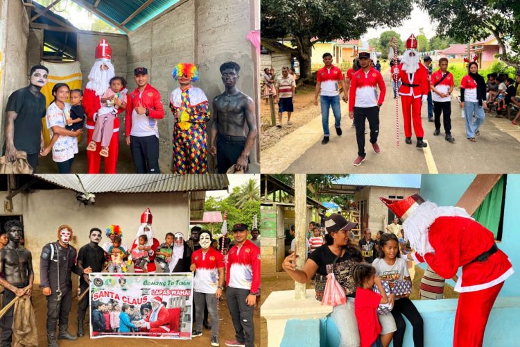 Perankan Tokoh Santa Claus, Lapas Wahai Tebar Sukacita Natal Bagi Anak-anak Desa Solea