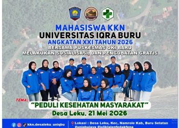 Mahasiswa KKN Universitas Iqra Buru dan Puskesmas OKI Baru Gelar Sosialisasi Kesehatan dan Pengobatan Gratis di Desa Leku