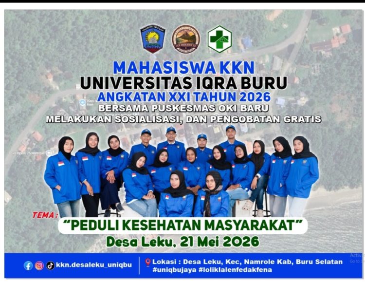 Mahasiswa KKN Universitas Iqra Buru dan Puskesmas OKI Baru Gelar Sosialisasi Kesehatan dan Pengobatan Gratis di Desa Leku