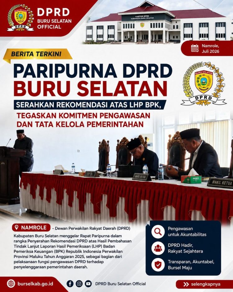 DPRD Buru Selatan Tegaskan Komitmen Perkuat Akuntabilitas Daerah melalui Rekomendasi LHP BPK