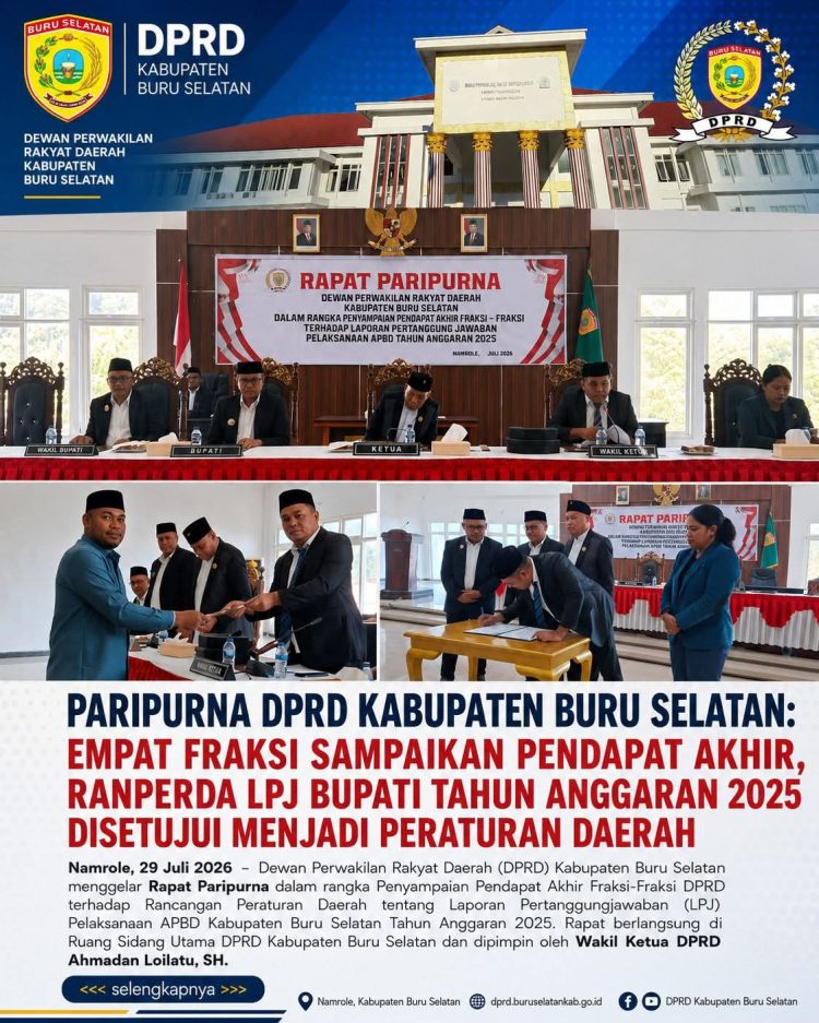 Empat Fraksi Setujui LPJ Bupati dengan Catatan Kritis, Wujud Komitmen Bersama Membangun Buru Selatan