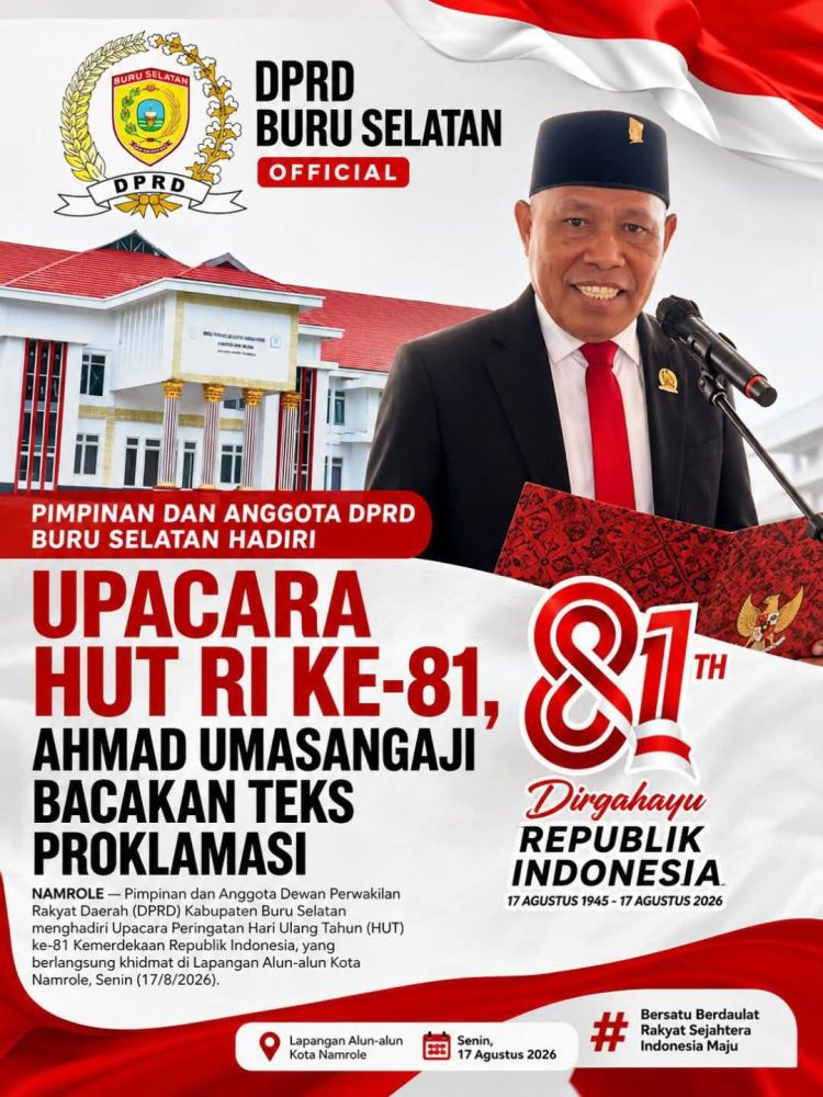 Pimpinan dan Anggota DPRD Buru Selatan Hadiri Upacara HUT RI ke-81, Ahmad Umasangaji Bacakan Teks Proklamasi