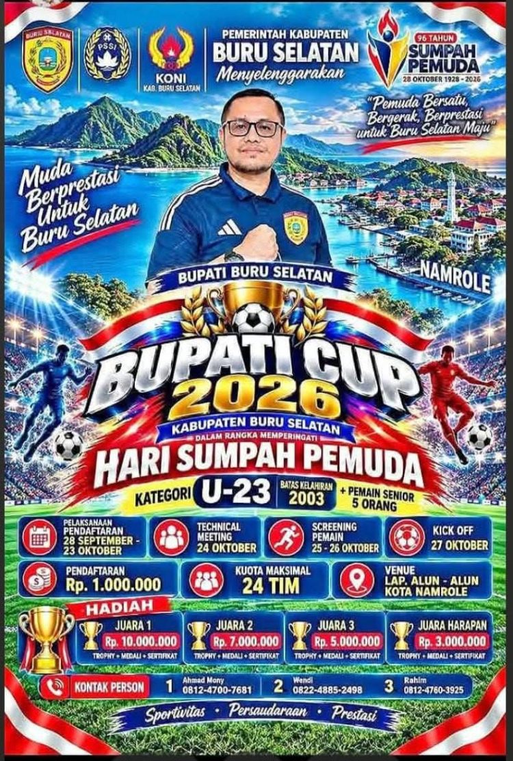 Bupati Cup 2026 Buru Selatan Segera Digelar, 24 Tim U-23 Bakal Bersaing di Namrole