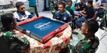 Semarak HUT ke-81 TNI, TNI dan Dispora Bersama Pengcab ORADO Bursel Gelar Turnamen Domino