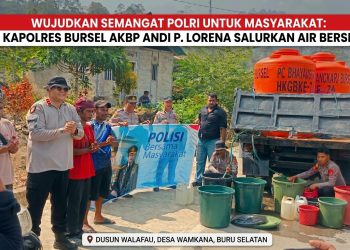 Wujudkan Semangat Polri untuk Masyarakat, Kapolres Bursel AKBP Andi P. Lorena Salurkan Air Bersih