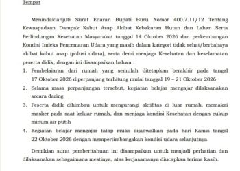 Anak Sekolahan Di Kabupaten Buru Masih Diliburkan