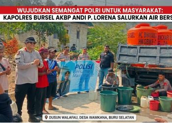 Wujudkan Semangat Polri untuk Masyarakat, Kapolres Bursel AKBP Andi P. Lorena Salurkan Air Bersih